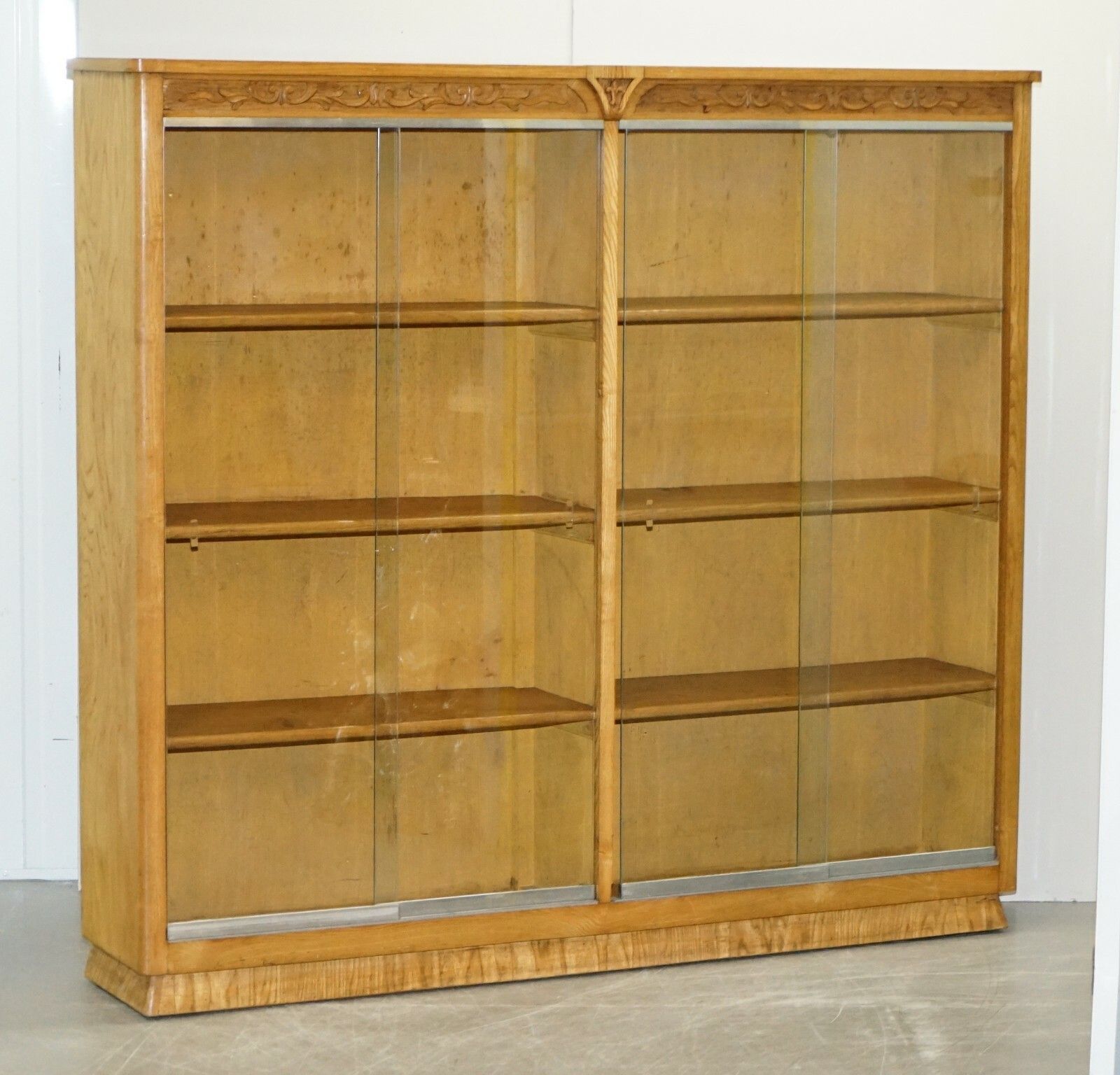 photo furniture Matching Pair Of 170x187cm English Oak Library Study Bookcases With Glazed Doors