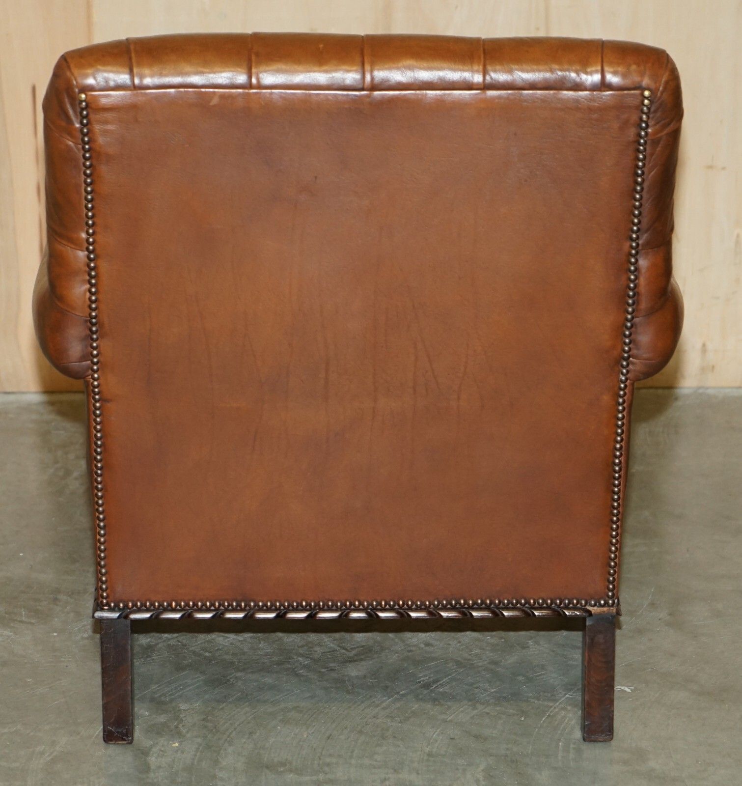 photo buy Pair Of Antique Victorian Chesterfield Brown Leather Armchairs Claw & Ball Feet