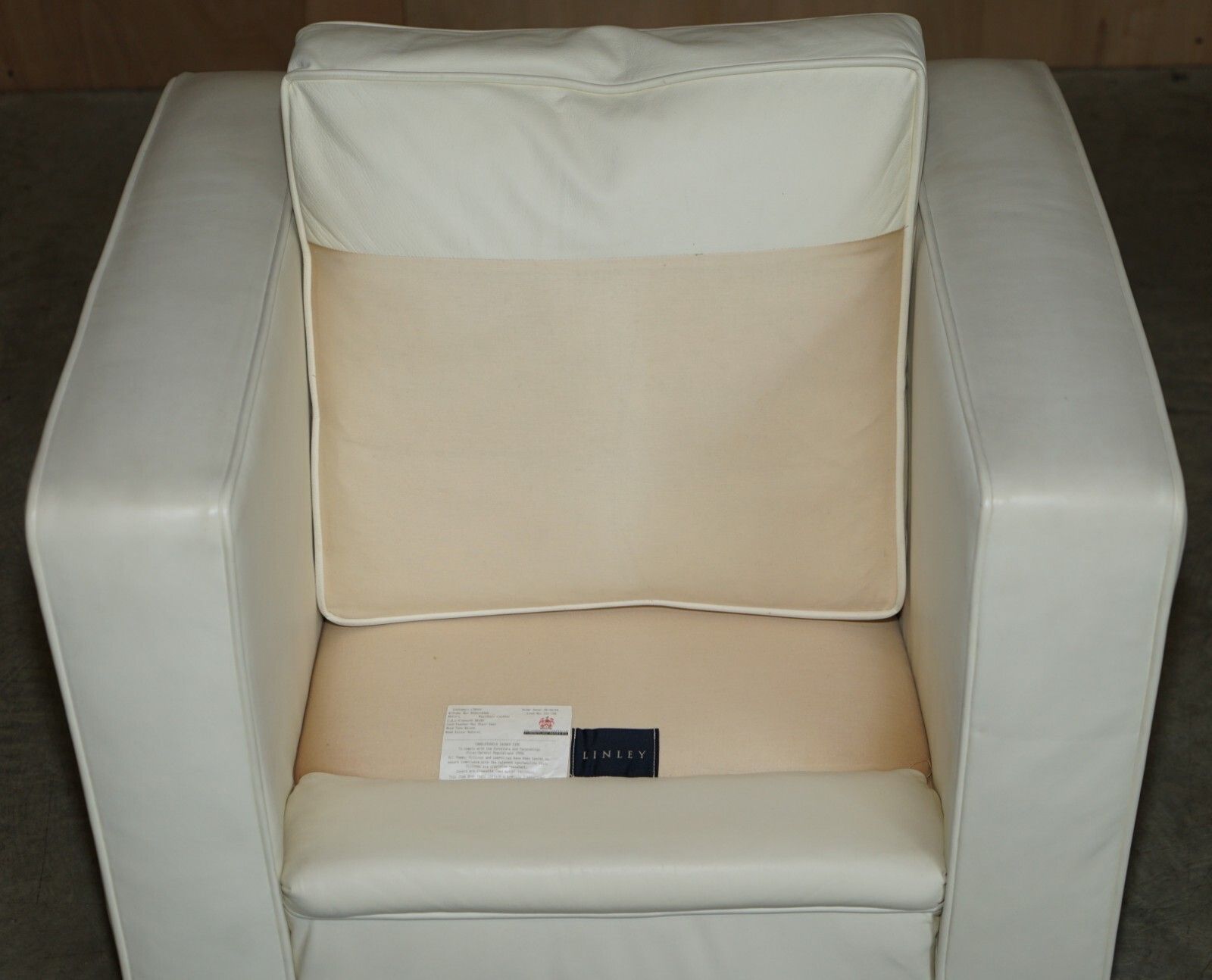 6750.0 Pair Of Rrp £15,500 Viscount David Linley Ivory White Leather Max Club Armchairs photo