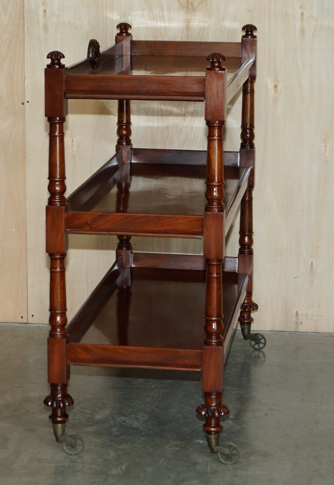 Antique Circa 1840 English Mahogany Three Tier Bookcase Trolly After Gillows photo vintage