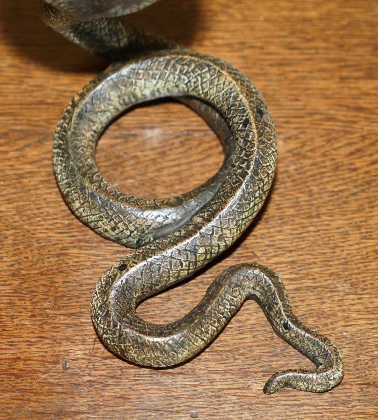 photo furniture Antique Franz Bergman Vienna Cold Painted Bronze Cobra Snake Statue Watch Holder