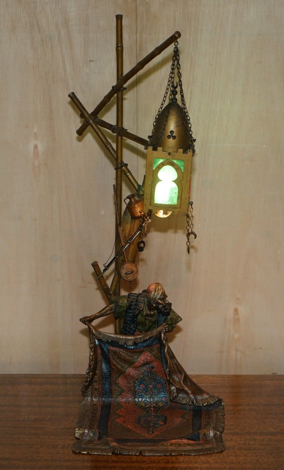 Stunning Antique Circa 1910 Franz Bergman Cold Painted Bronze Carpet Seller Lamp photo 6500.0