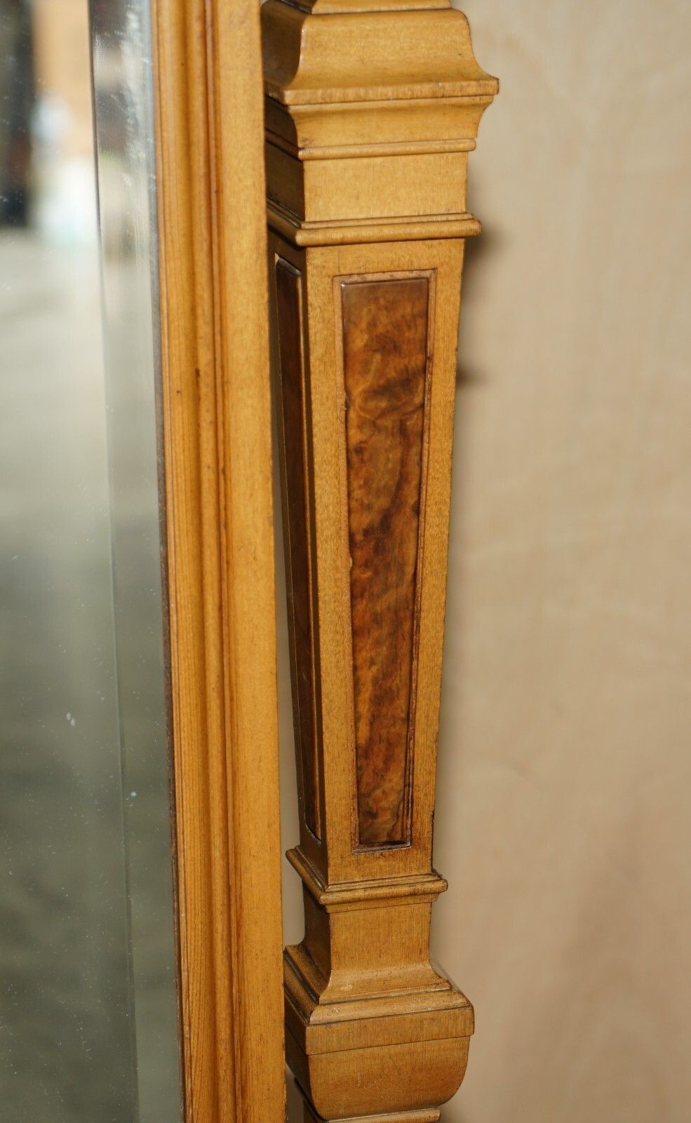 photo furniture Antique Victorian Ash & Burr Walnut Gillows Of Lancaster Cheval Mirror Sconces