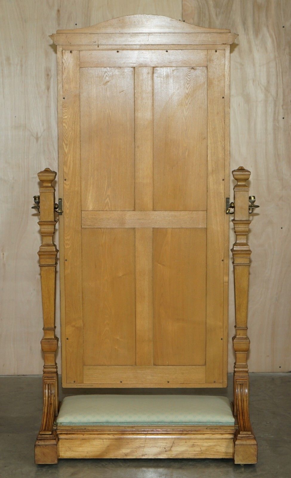 6000.0 Antique Victorian Ash & Burr Walnut Gillows Of Lancaster Cheval Mirror Sconces photo