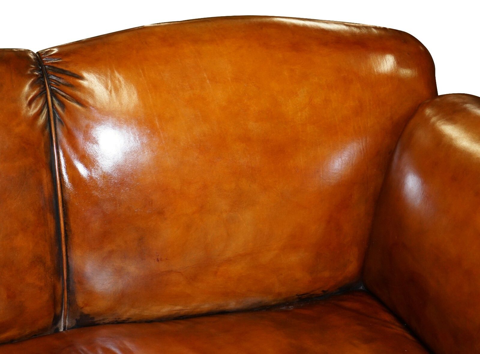 Fully Restored Whisky Brown Leather Drop Arm Chaise Lounge Sofa Horse Hair Fill photo 6000.0