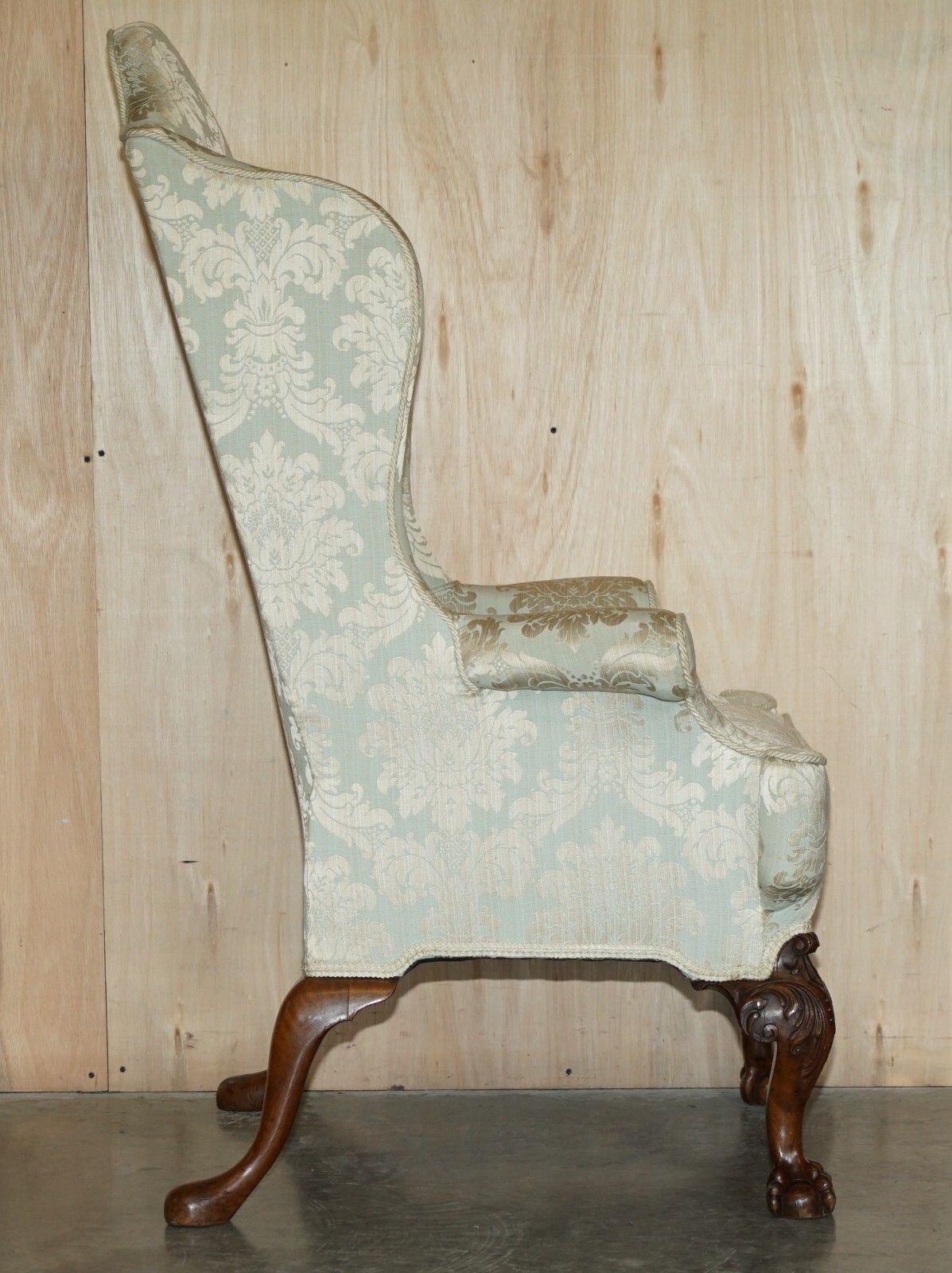 Antique 1840 Museum Quality Claw & Ball Carved Feet Wingback Very Large Armchair photo vintage