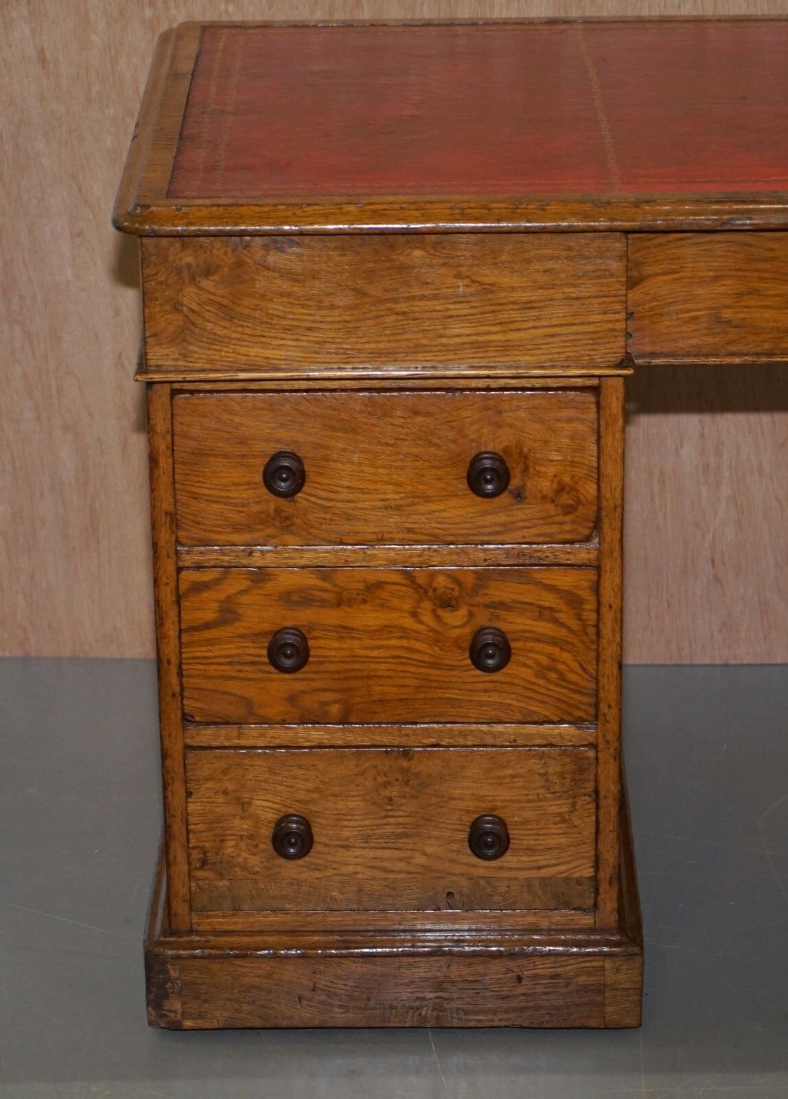 Rare Circa 1880 Antique Howard & Son's Pollard Oak Partner Desk Oxblood Leather photo for sale