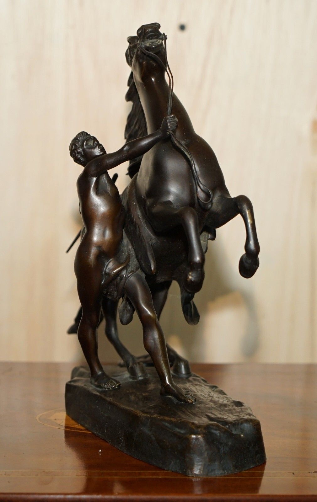 5500.0 Pair Of Antique Bronze Guillaume Coustou Marly Horses Statues As Seen The Louvre photo