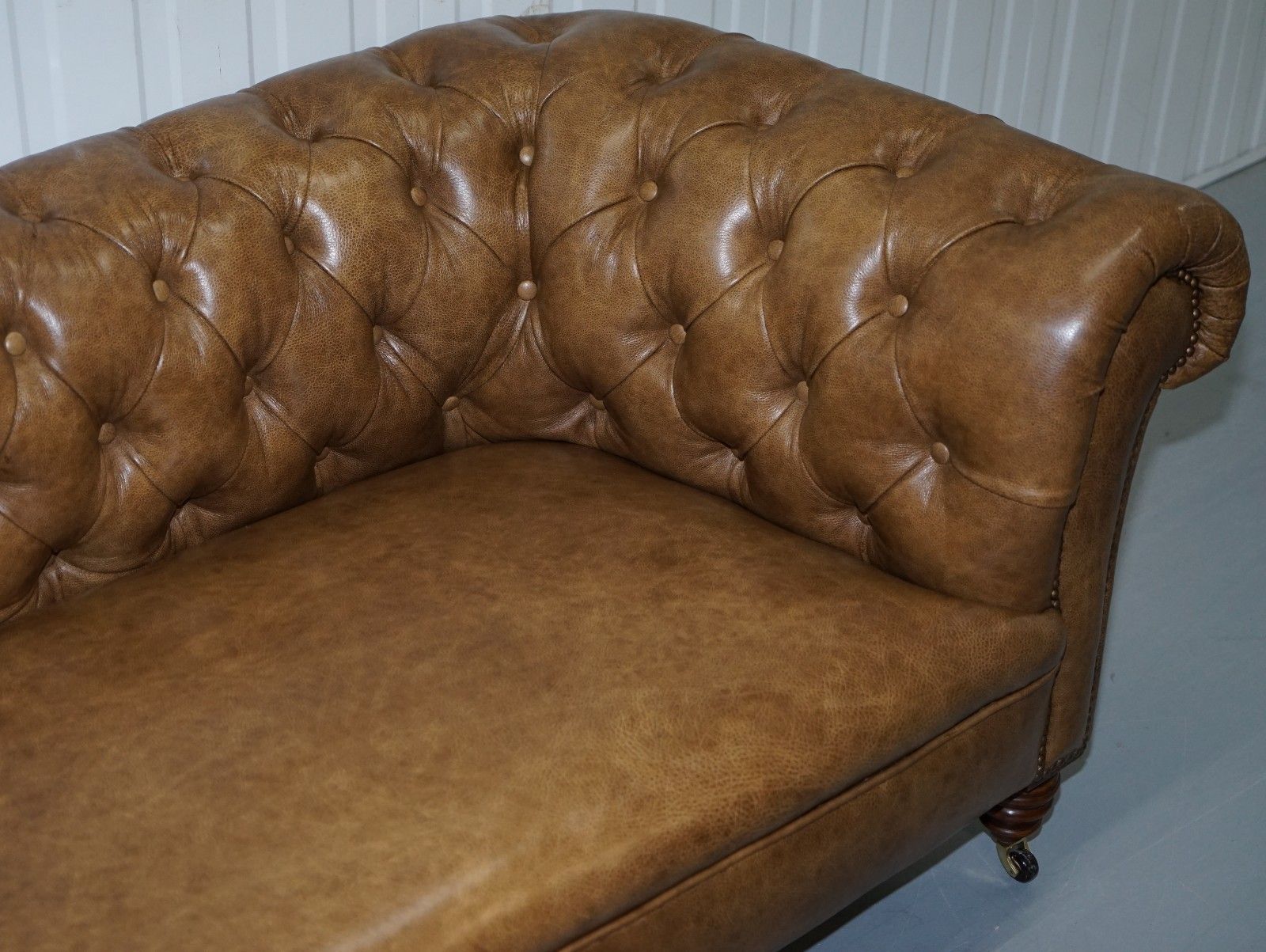 Restored Victorian Walnut Framed Chesterfield Club Sofa Heritage Brown Leather photo 5000.0