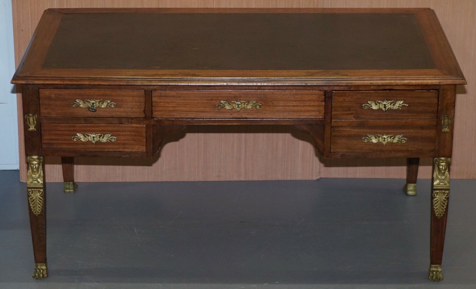 Rare Napoleon III French Empire Bureau De Plat Gilt Bronze Writing Table Desk photo furniture