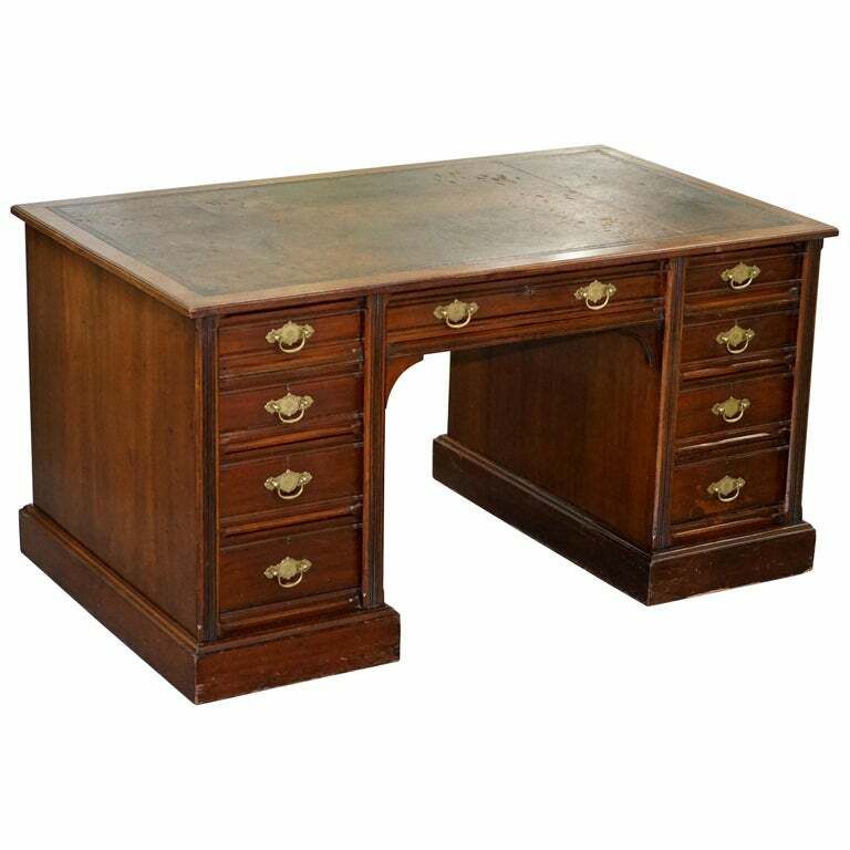 Rare Hampton & Son's Pall Mall Mahogany Twin Pedestal Writing Partners Desk
