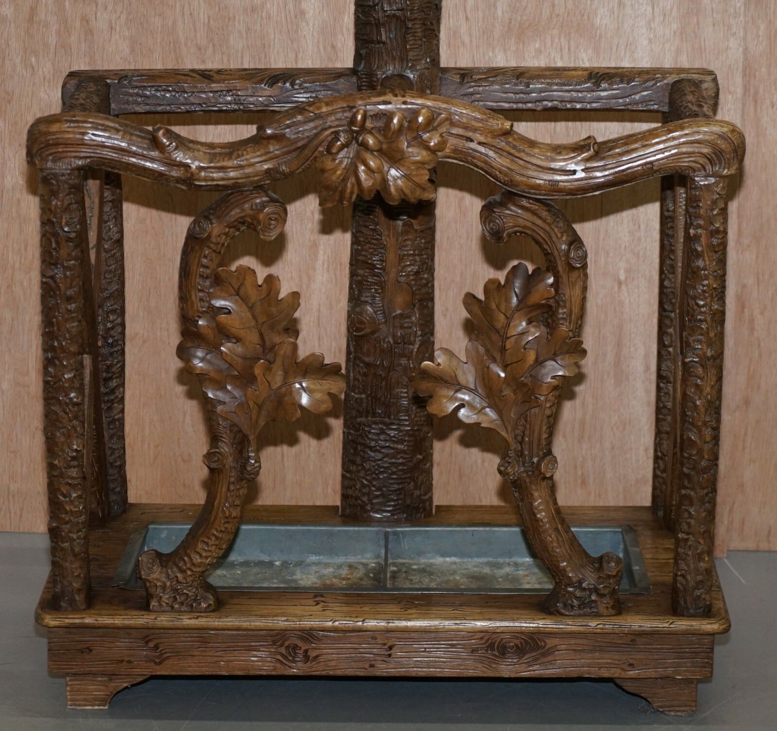 Rare 1880 American Eagle Black Forest Wood Carved Coat Hat & Umbrella Rack Stand photo vintage