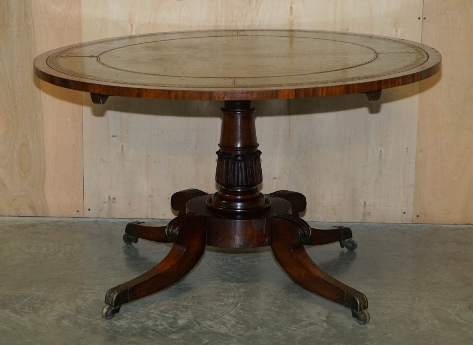Stunning Antique William IV 1830 Rosewood & Green Leather Library Dining Table photo for sale