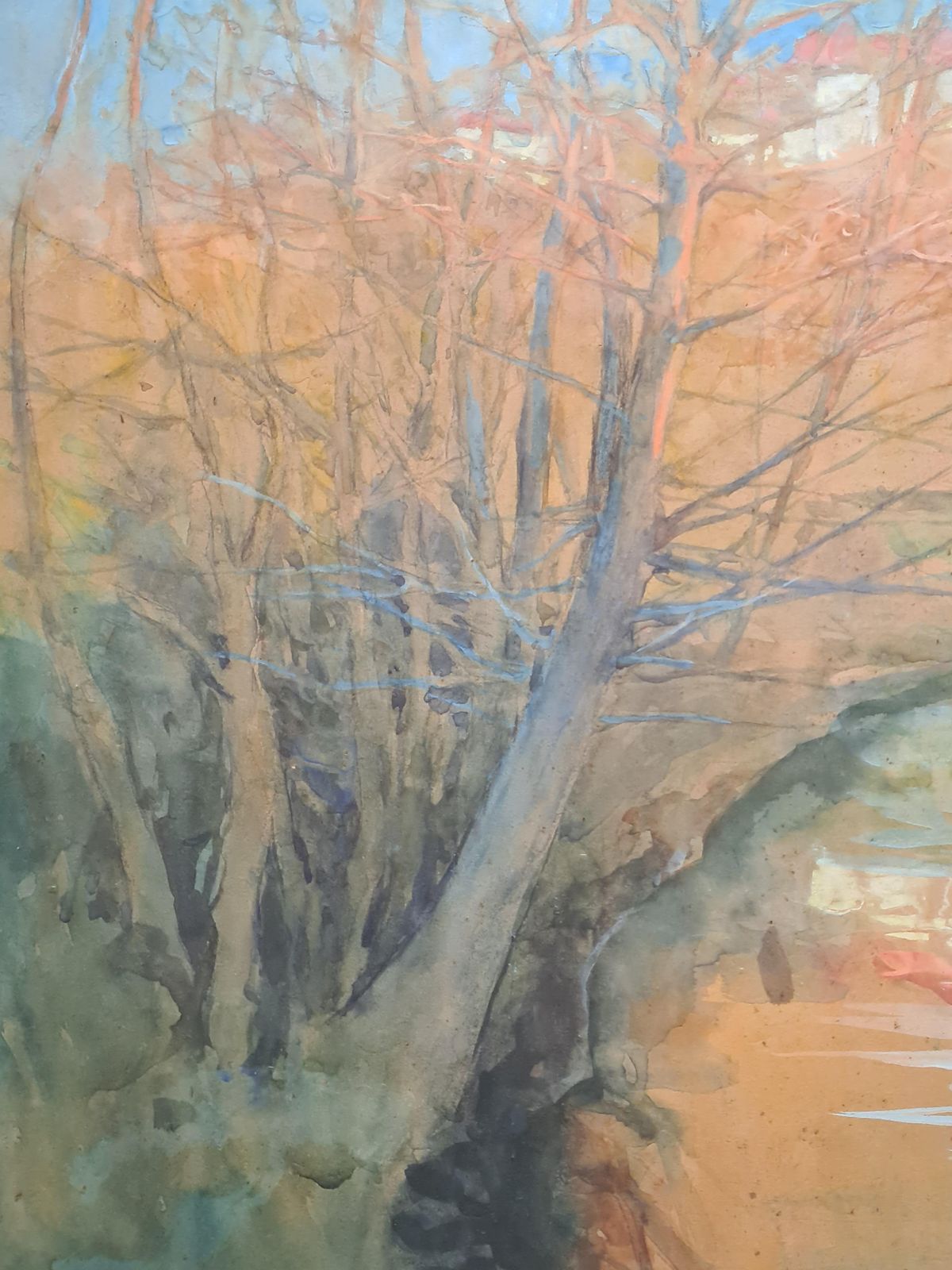 French Impressionist Landscape, Barbizon School, Crossing The River photo for sale