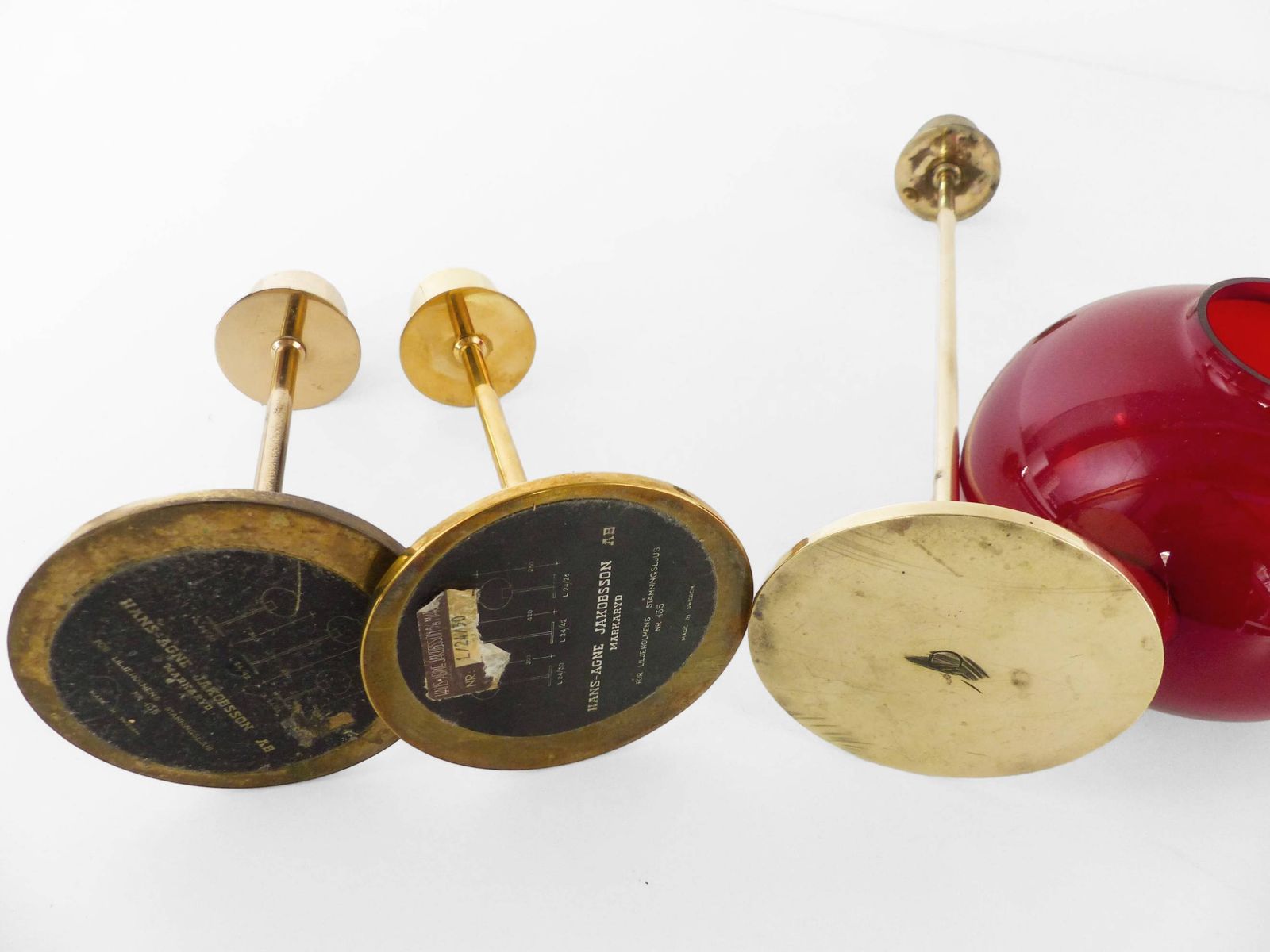 Set Of 7 Hans Agne Jakobsson Ab Markaryd Nr135 Red Tealight Holders, Sweden, Circa 1950 1960 photo vinterior