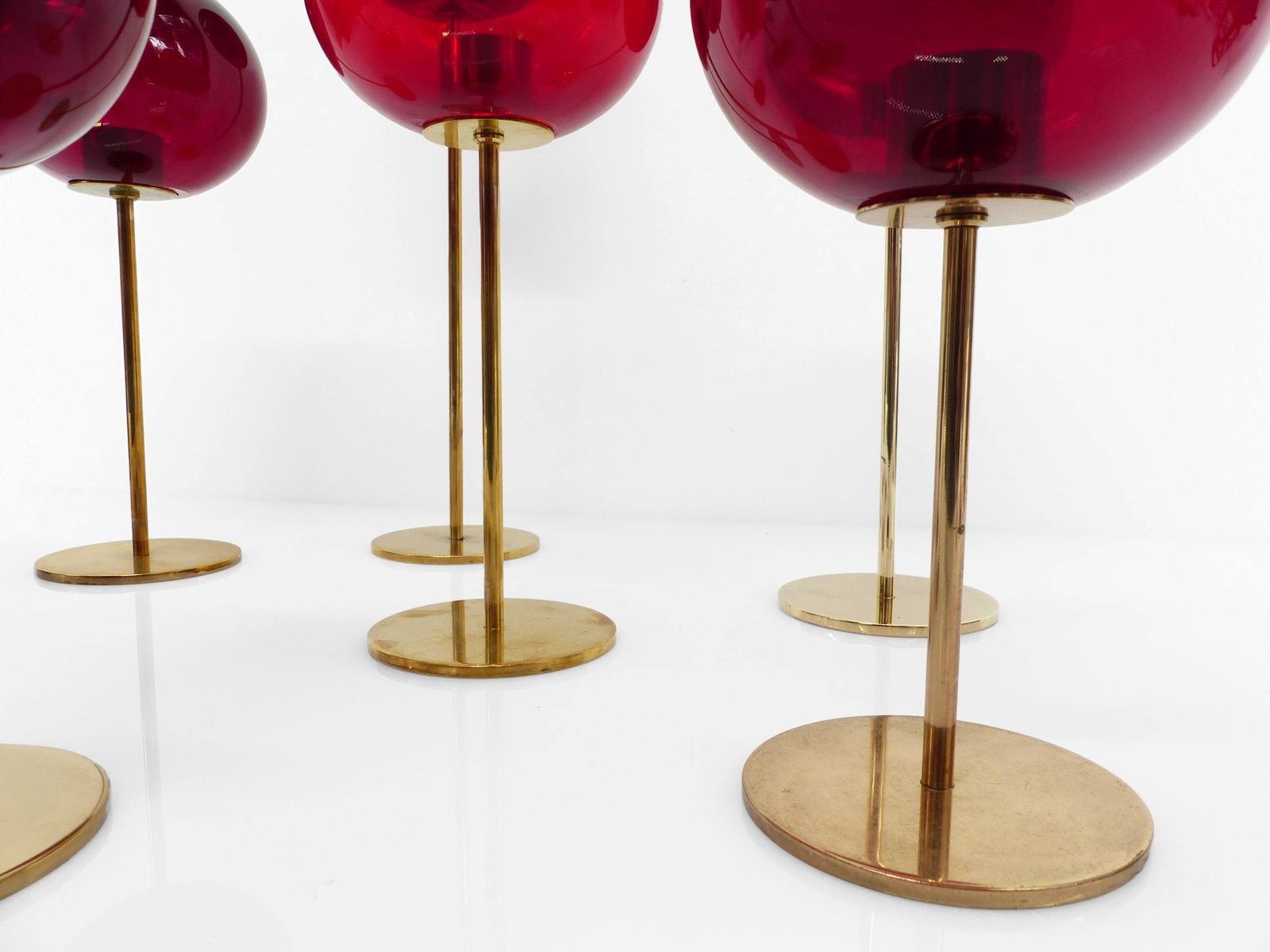 Set Of 7 Hans Agne Jakobsson Ab Markaryd Nr135 Red Tealight Holders, Sweden, Circa 1950 1960 photo buy