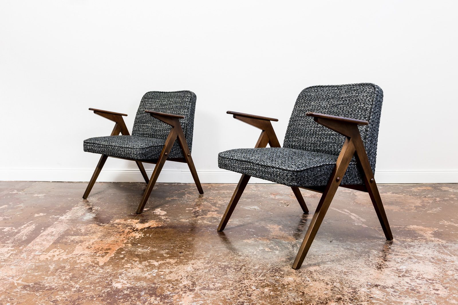 Mid Century Modern "Bunny" Armchairs, Poland, 1970's, Set Of 2
