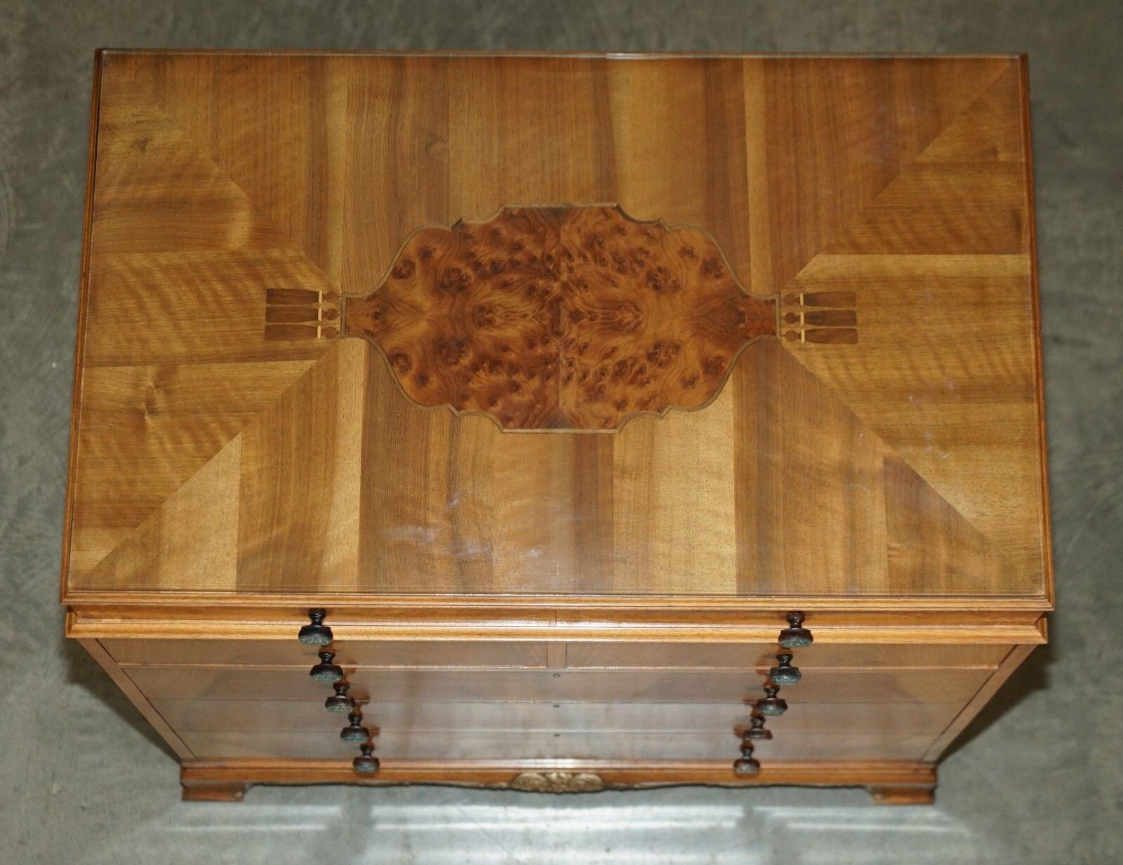 4850.0 Finest Quality Waring & Gillow Burr Walnut Chest Of Drawers Part Of A Suite photo