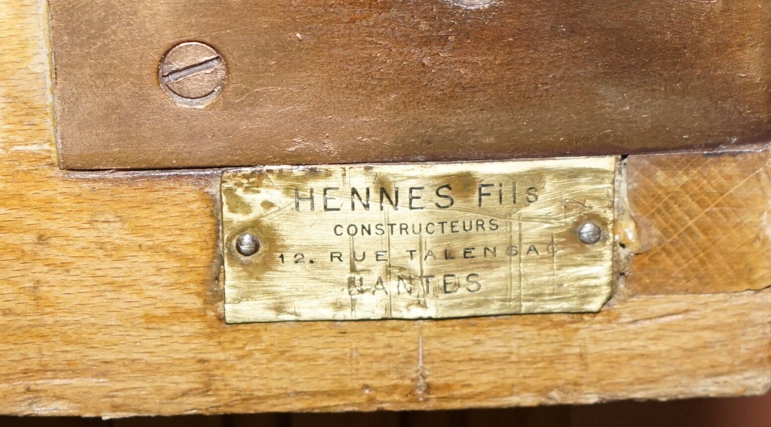 Furniture Restored Circa 1920's Hennes France Butchers Table Bronzed Mounts Glass Top photo
