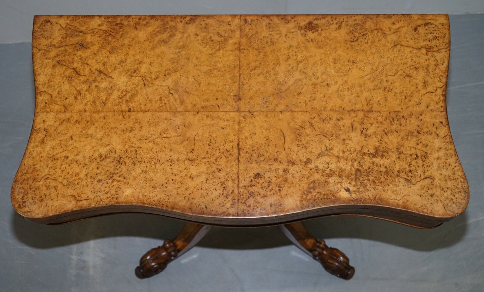 Very Fine Circa 1835 William IV Antique Pollard Oak Folding Card Pedestal Table photo for sale