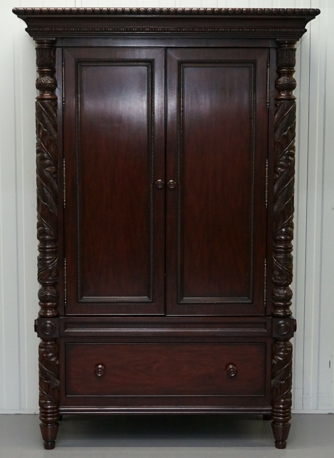 Huge Ralph Lauren Safari Collection Solid American Mahogany Television Cabinet photo for sale