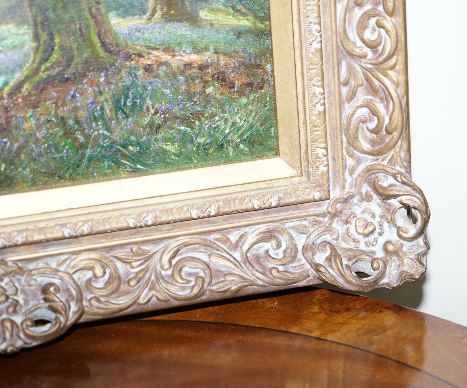 photo furniture Frederick Golden Short New Forest Bluebell Wood Signed & Dated 1912 Oil Painting