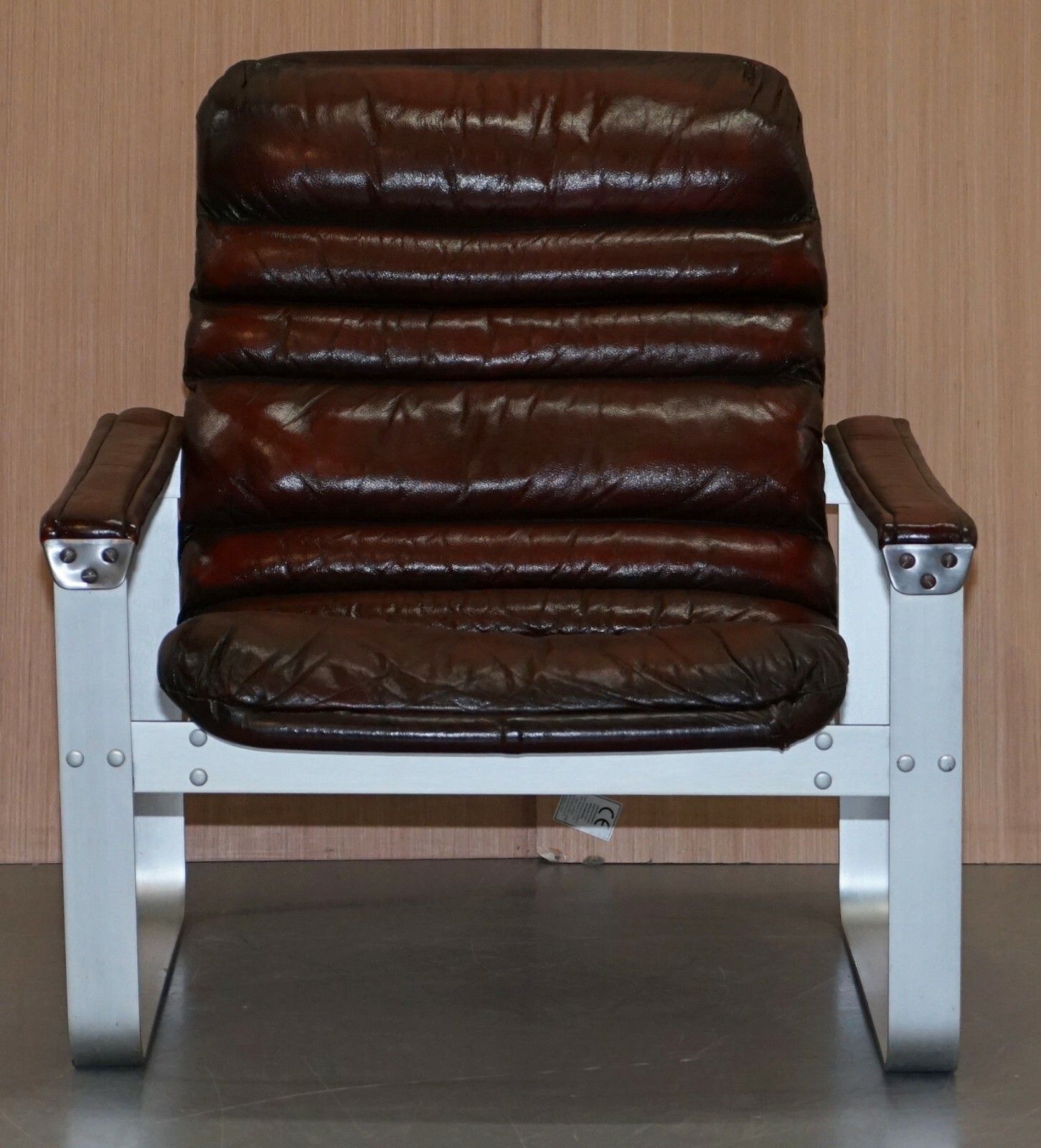 Rare 1960's Pulkka Ilmari Lappalainen Chrome & Brown Leather Armchair Sofa Suite photo Furniture