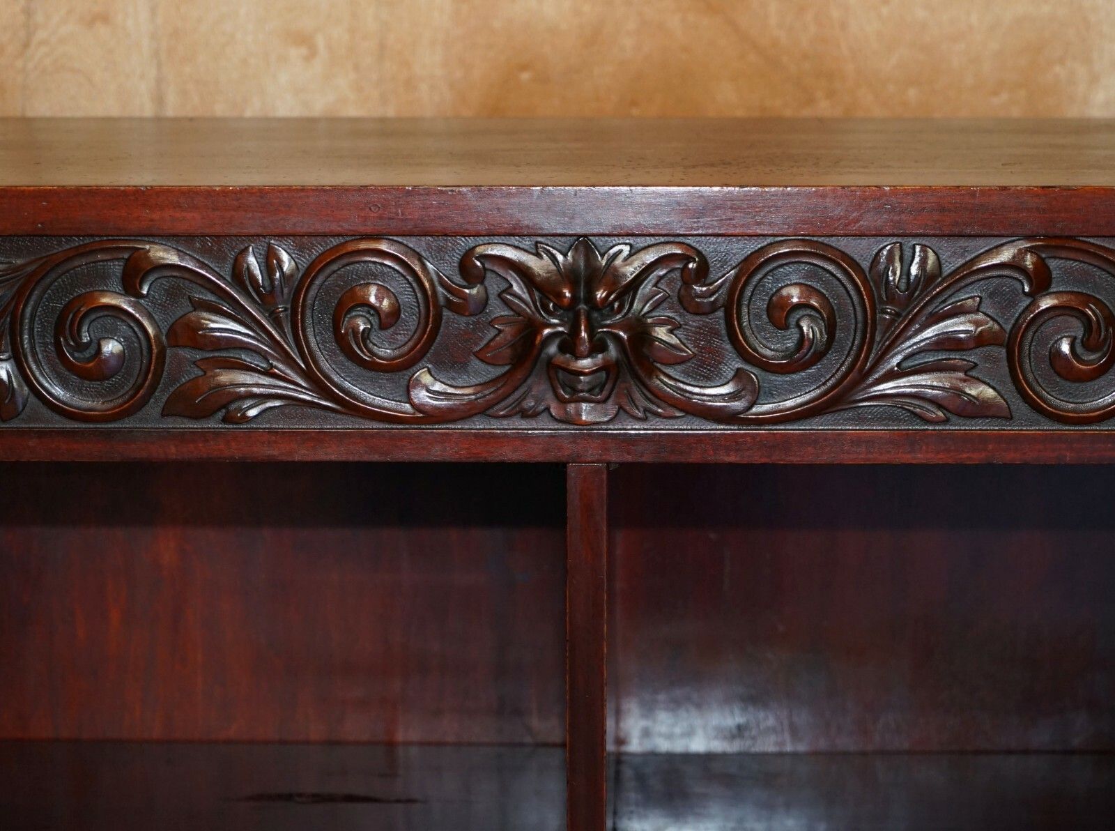 Lovely Circa 1900 Hand Carved Library Bookcase In Mahogany With Herm Statues photo vinterior