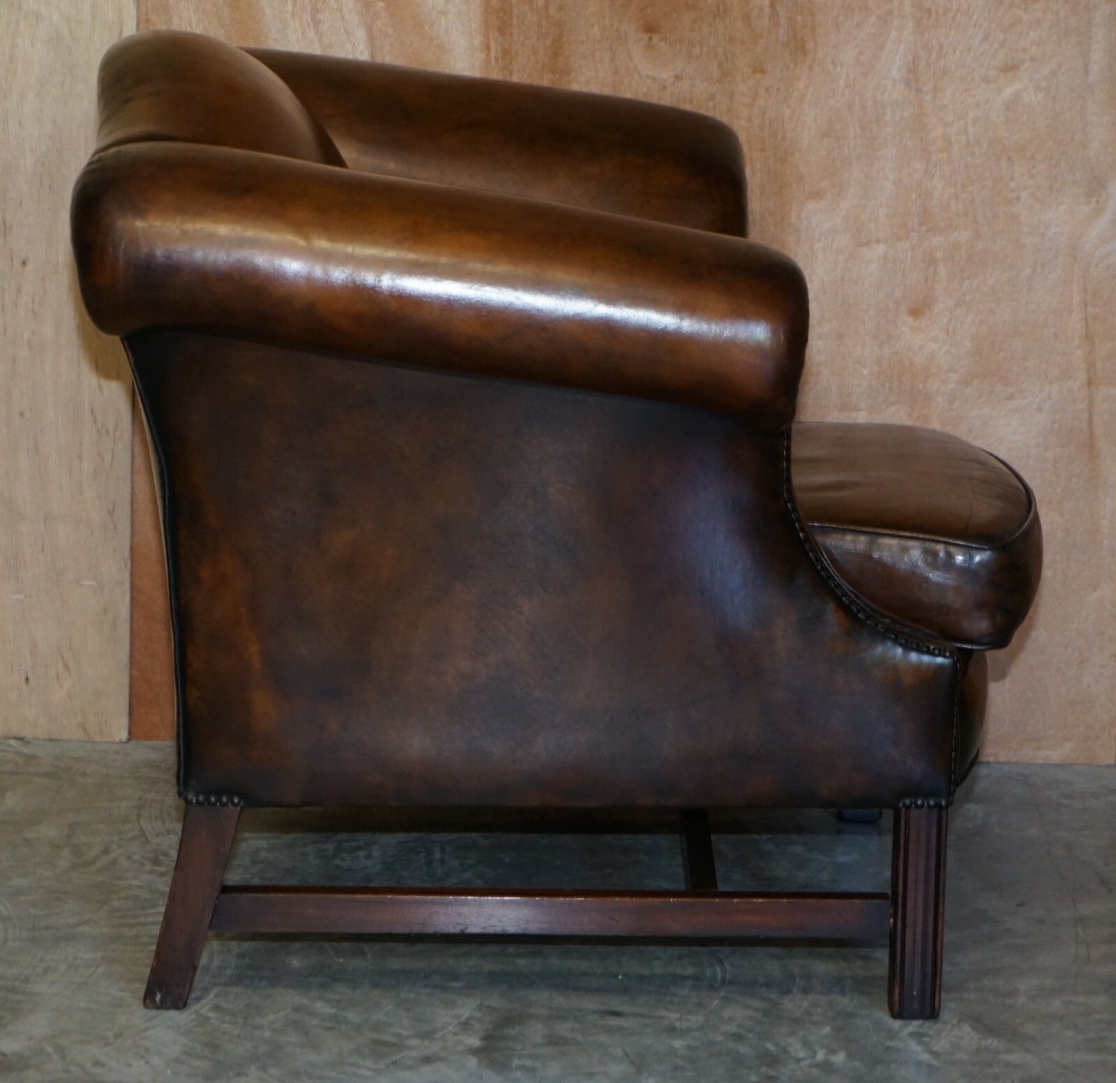 Furniture Part Of Large Suite This Lovely Pair Of Hand Dyed Brown Leather Club Armchairs photo