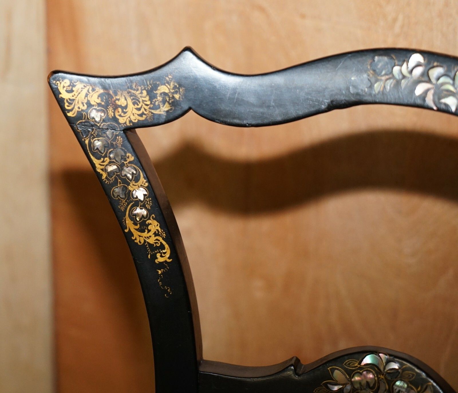 Four Antique Regency Bergere Mother Of Pearl Ebonised Side Occasional Chairs photo vinterior