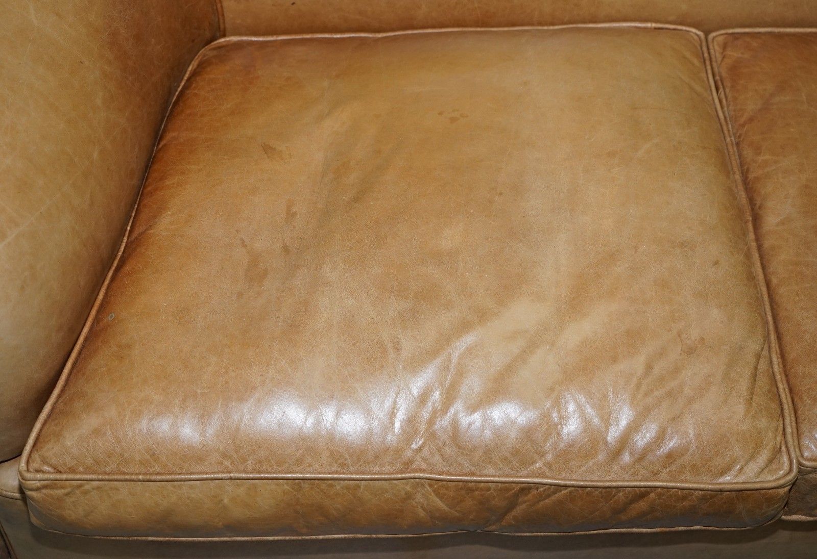 1 Of 2 Vintage Victorian Style Restored Brown Leather Club Sofas Coil Sprung photo 4000.0