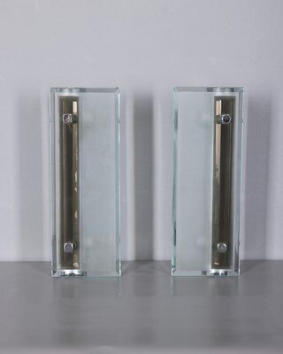 Italian Metal And Glass Wall Lamps, 1960s, Set Of 2