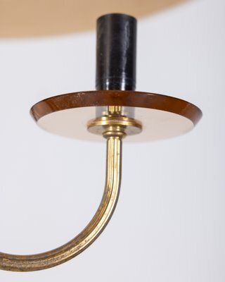 photo furniture Italian Brass And Pink Glass Chandelier, 1950s