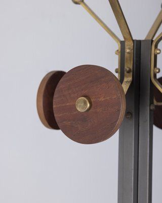 Italian Floor Coat Rack In Black Metal And Wood, 1960s photo Furniture