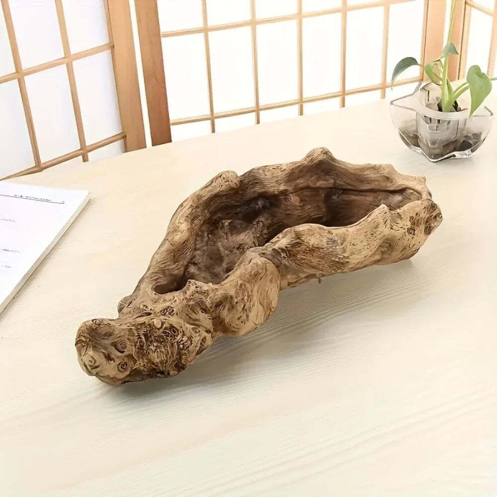 Vintage Wood Bark Planter For Succulents