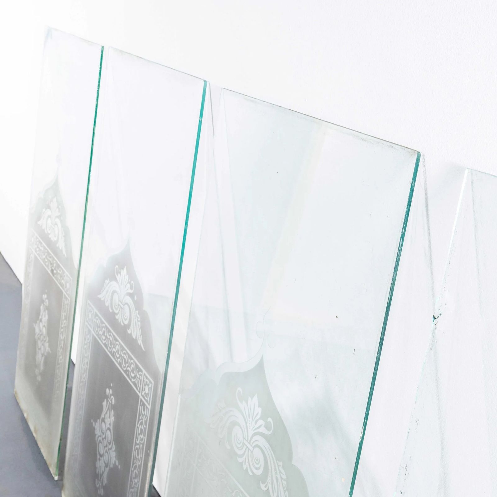 1910’s Etched Glass Window Panels – Set Of Four photo furniture