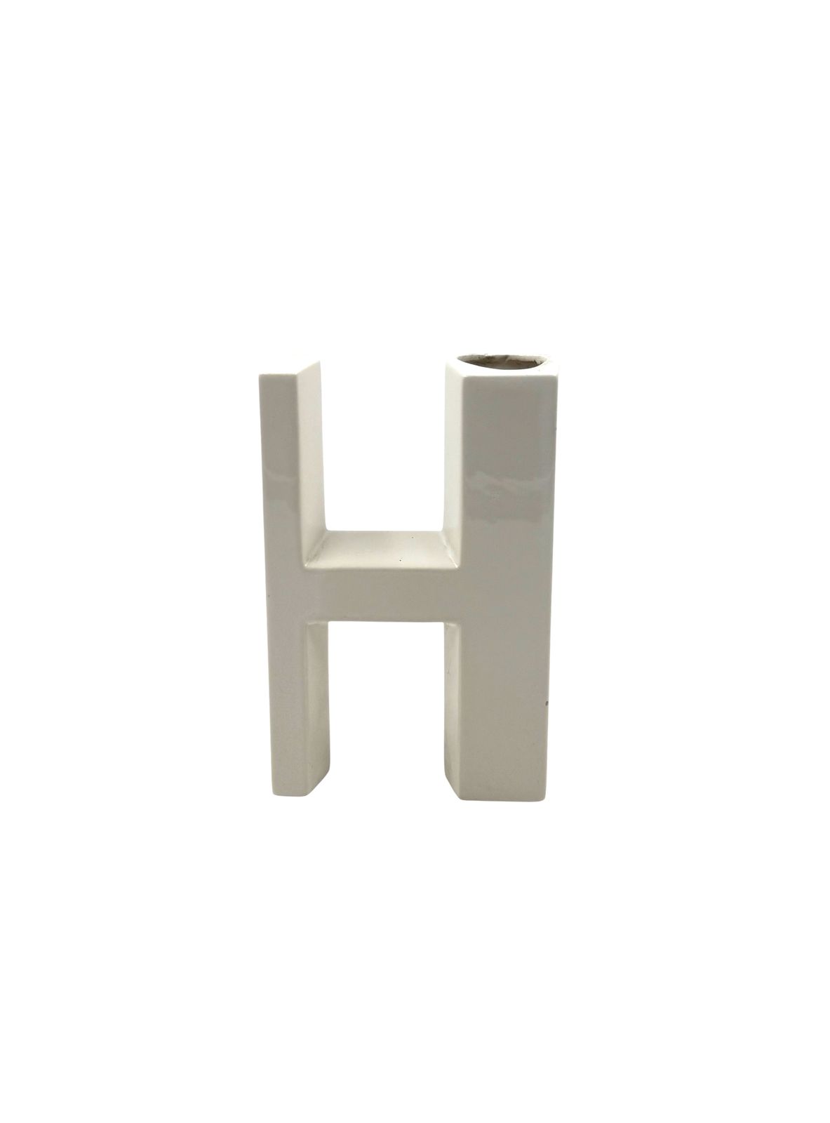 Space Age White H Letter Shaped Ceramic Solifleur Vase, Marcel Radureau Ca. 1970 photo 120.0
