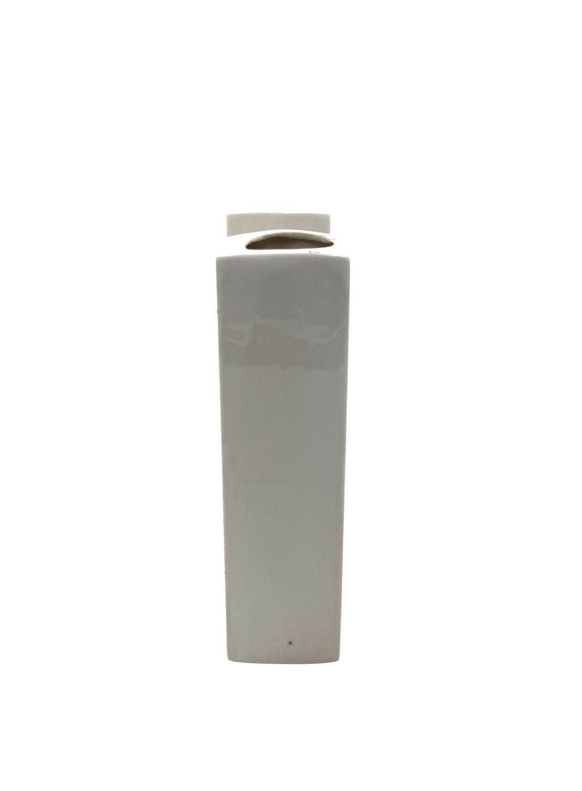 photo furniture Space Age White H Letter Shaped Ceramic Solifleur Vase, Marcel Radureau Ca. 1970