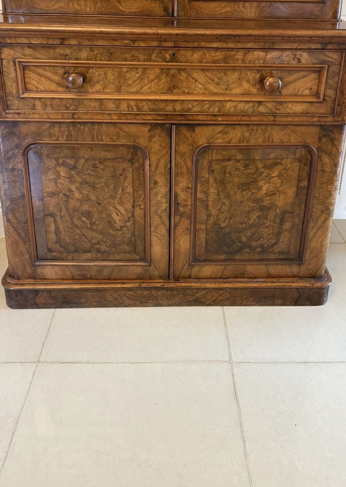 Antique 19th Century Outstanding Quality Burr Walnut Secretaire Bookcase photo vintage
