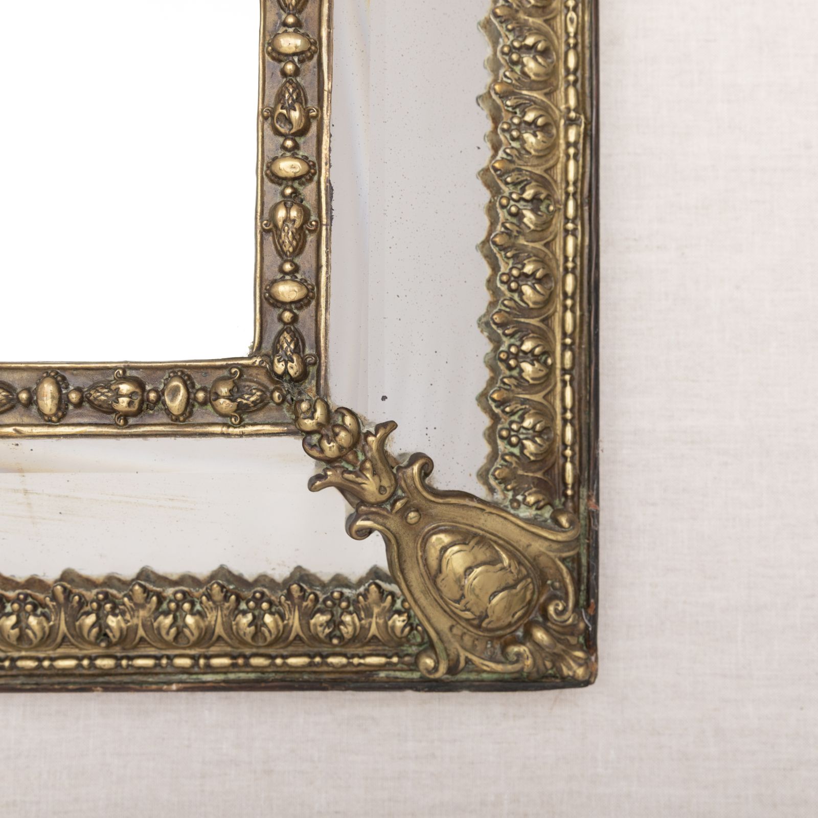 Antique French Brass Mirror – 19th Century photo for sale