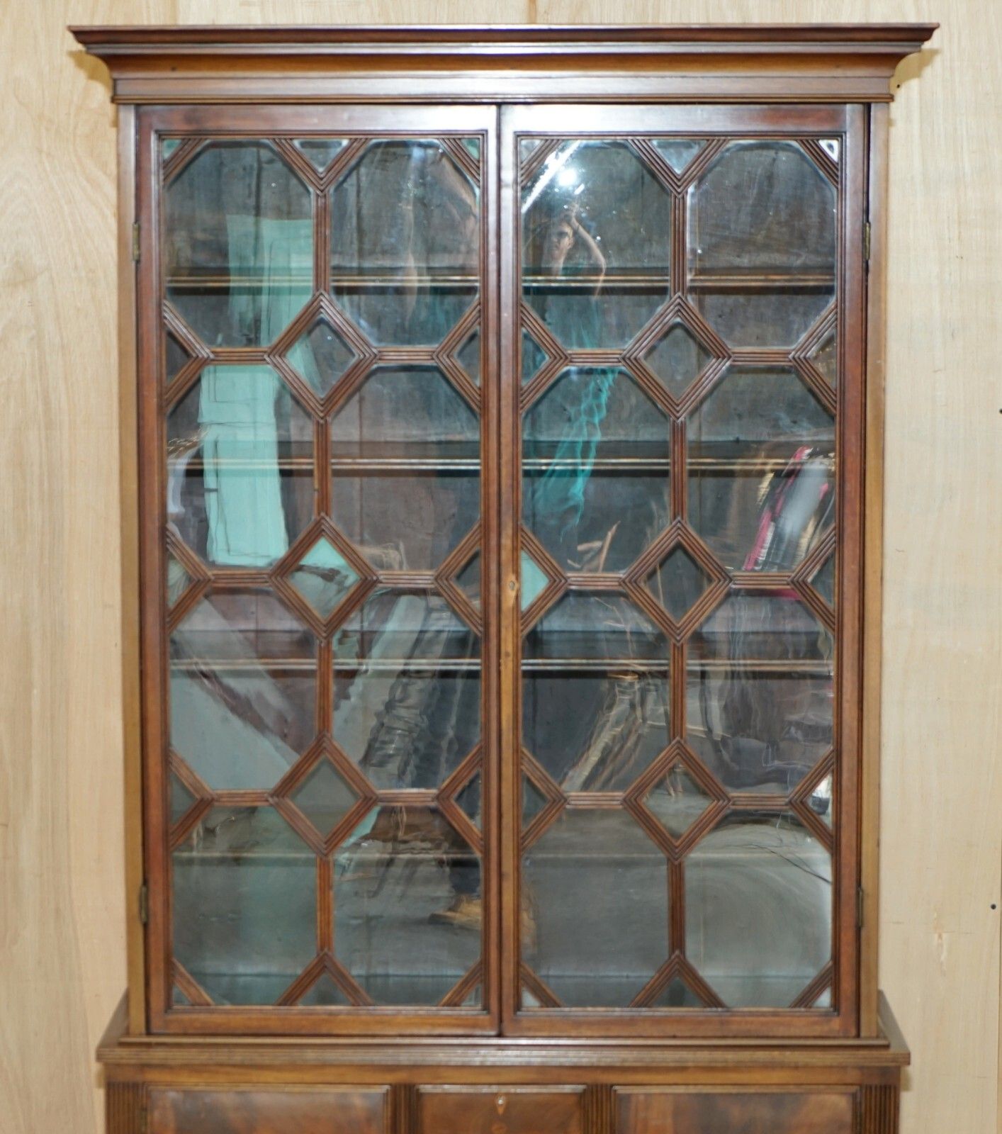 Elegant Antique Victorian Circa 1870 Astral Glazed Bookcase With Long Legs photo for sale