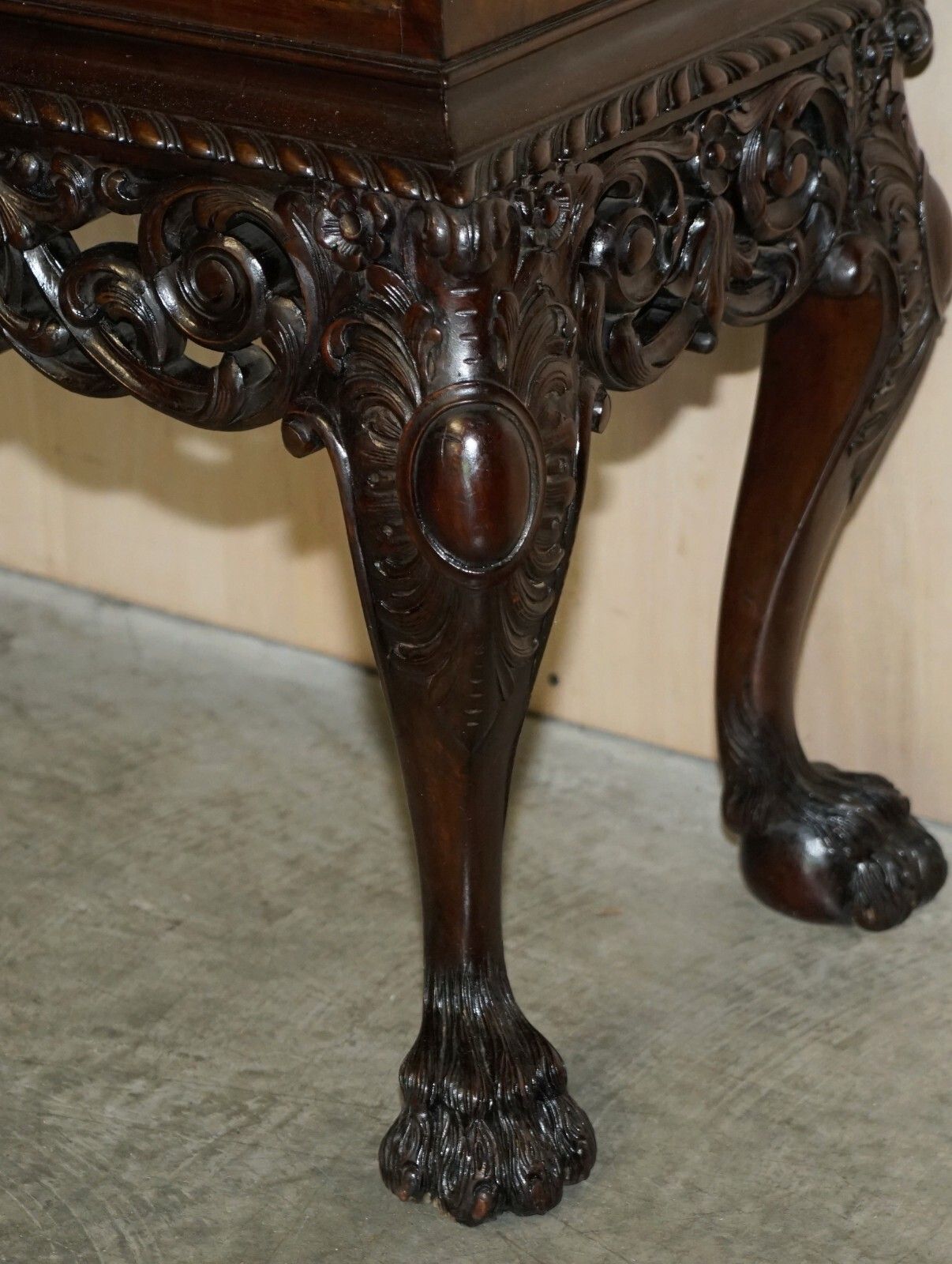 photo furniture Antique Burr Walnut Lion Hairy Paw Feet Drinks Cabinet William & Mary Style
