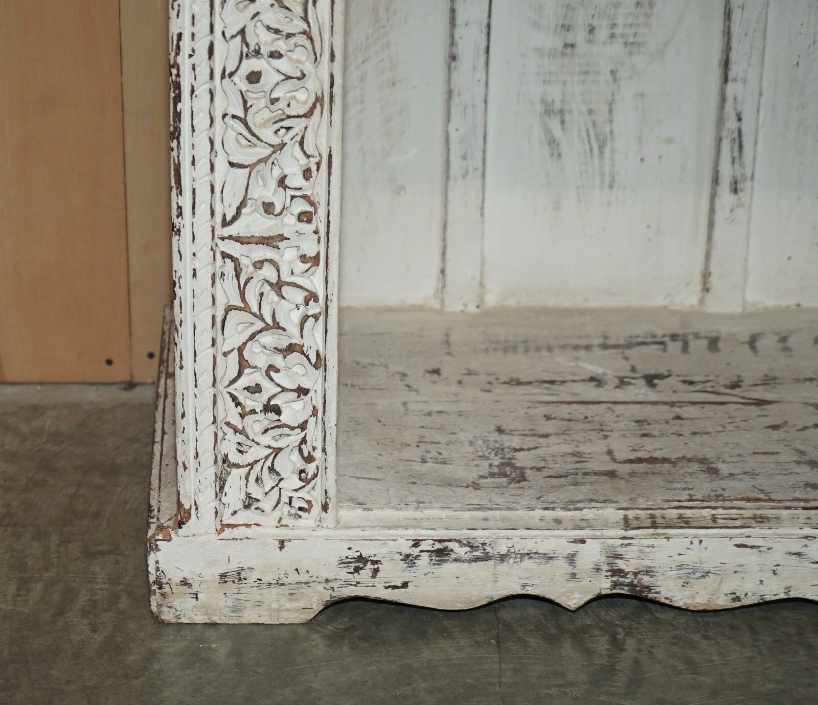Huge Antique Original Paint Solid Rosewood Anglo Indian Carved Open Bookcase photo vintage