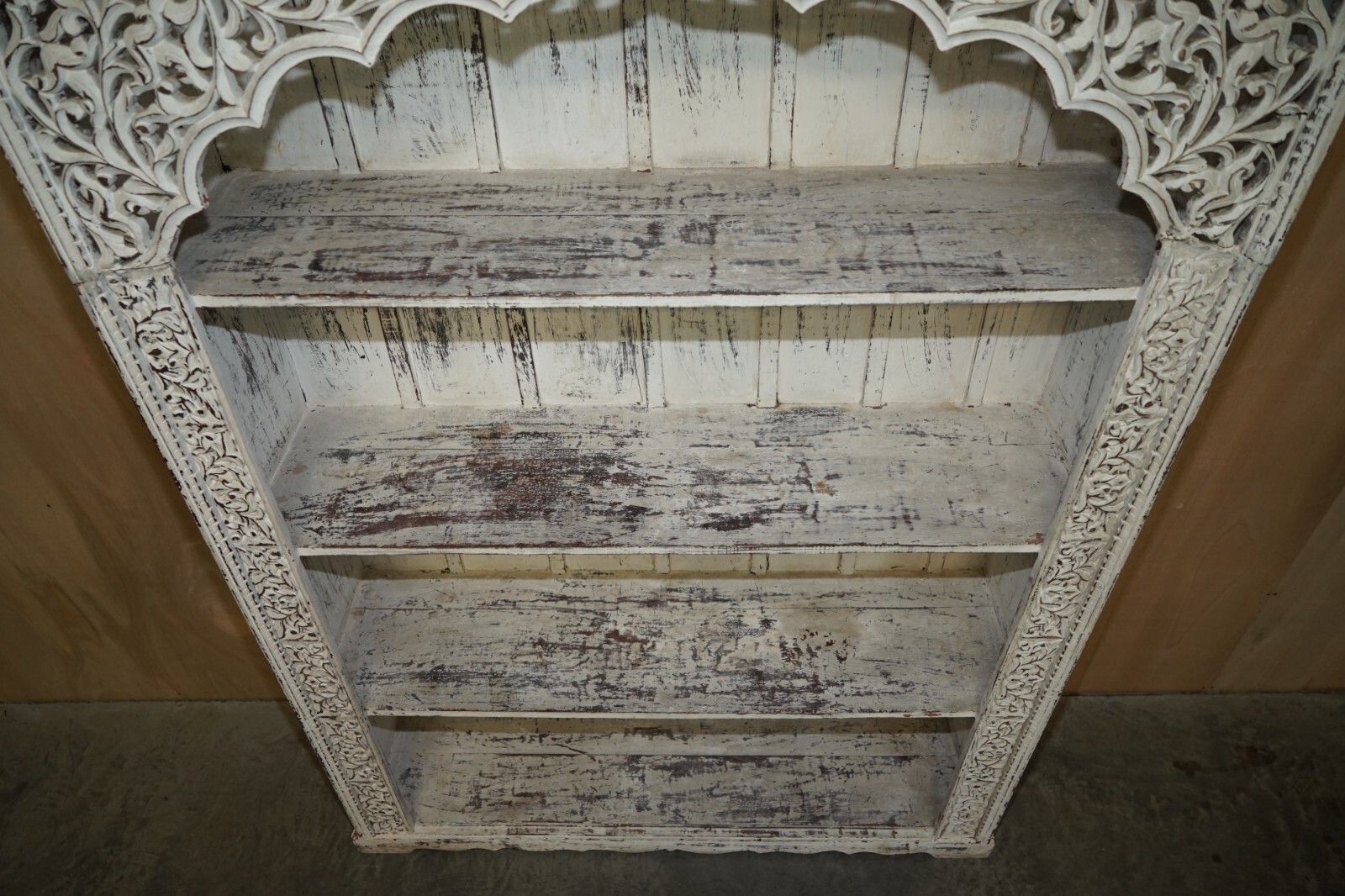 photo furniture Huge Antique Original Paint Solid Rosewood Anglo Indian Carved Open Bookcase