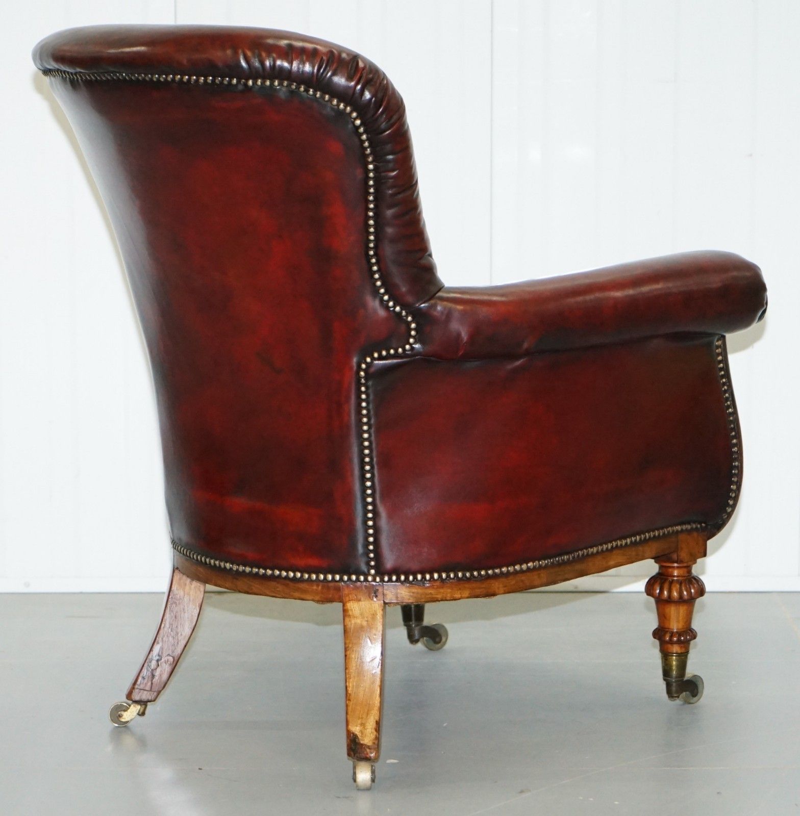 photo for sale Regency Chesterfield Bordeaux Leather Porters Attributed To Gillows Lancaster