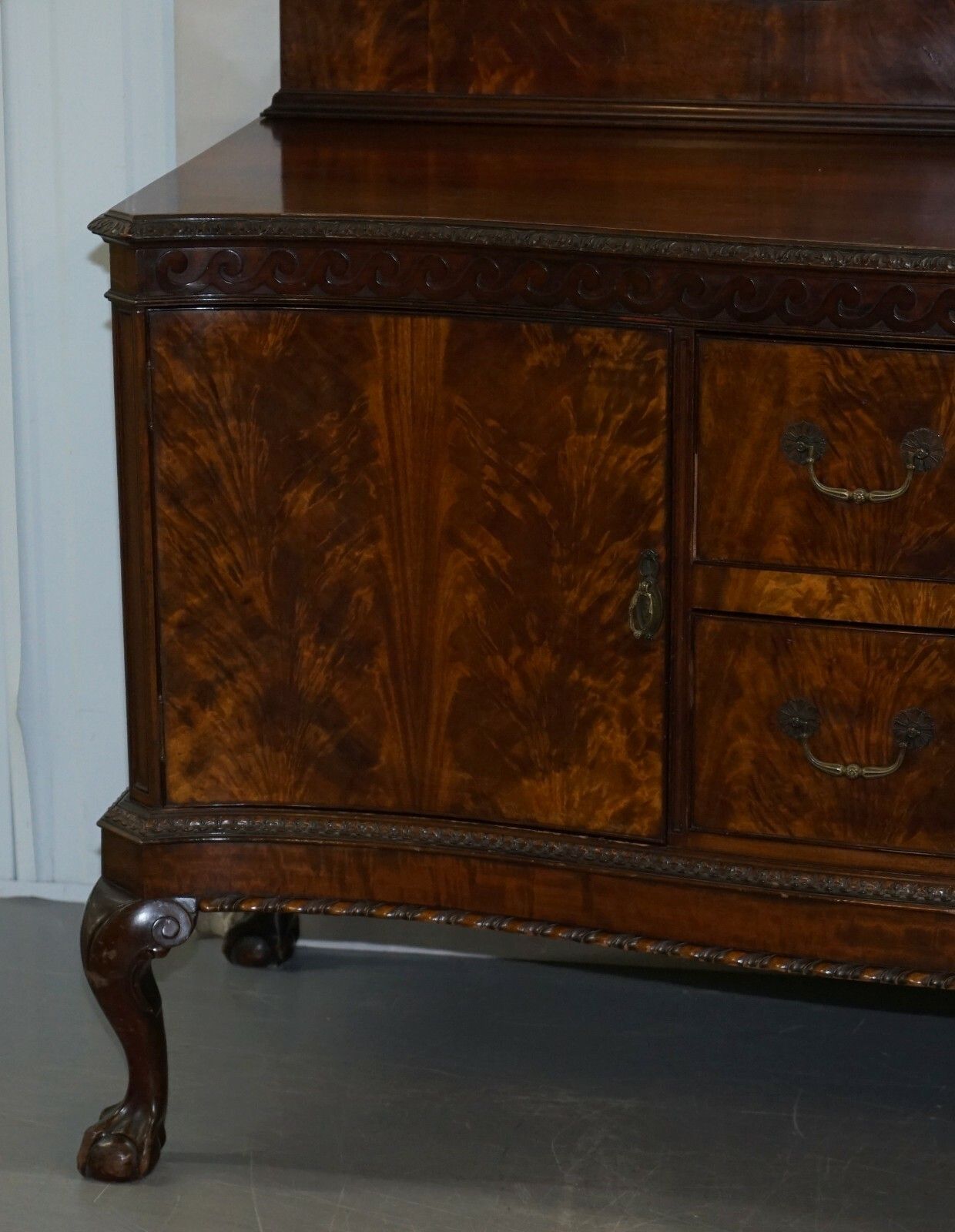 Victorian Thomas Chippendale Claw & Ball Feet Sideboard Flamed Curl Mahogany photo for sale