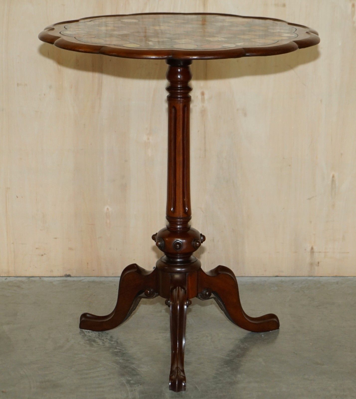 photo furniture Fine Antique William IV 1830 Pietra Dura Specimen Marble Chess Board Table