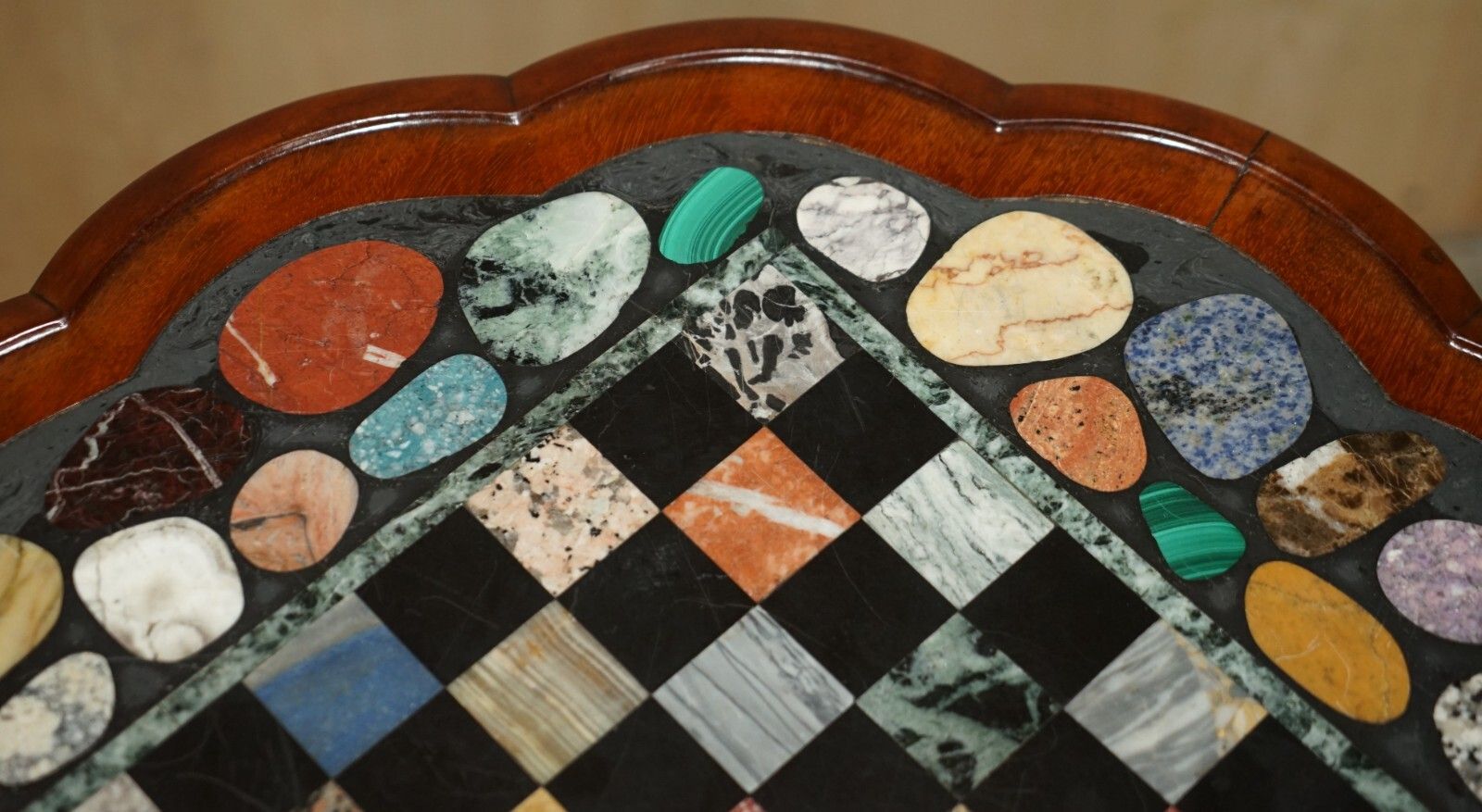 Furniture Fine Antique William IV 1830 Pietra Dura Specimen Marble Chess Board Table photo