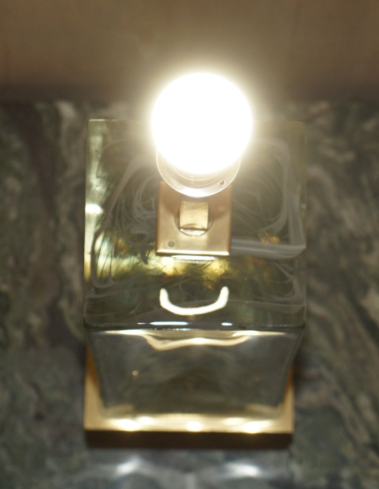 Lighting Sublime Pair Of Vintage Murano Glass Marbled Solid Heavy Large Table Lamps photo