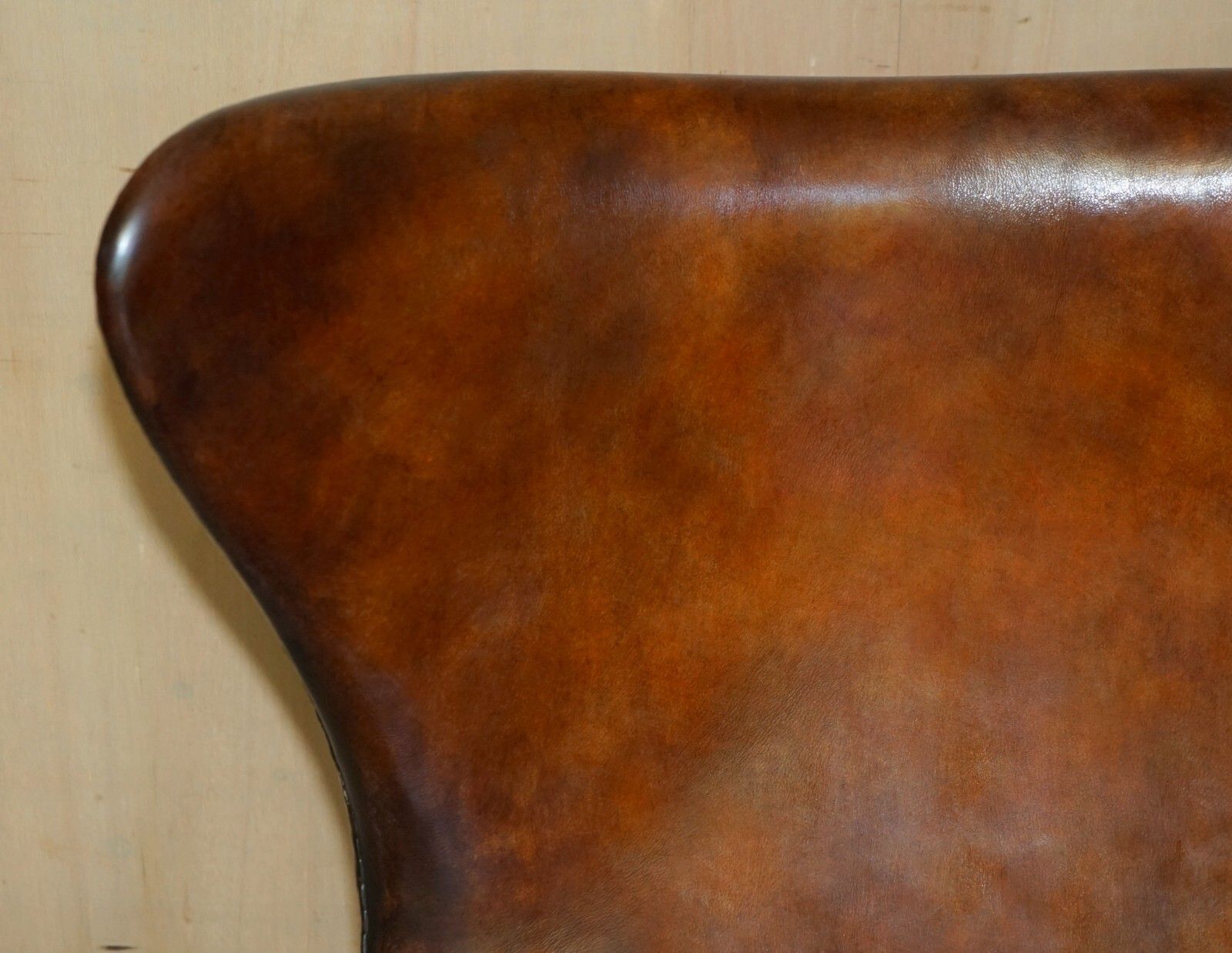 Vintage Fully Restored Fritz Hansen Style Egg Chair Whisky Brown Leather photo Furniture